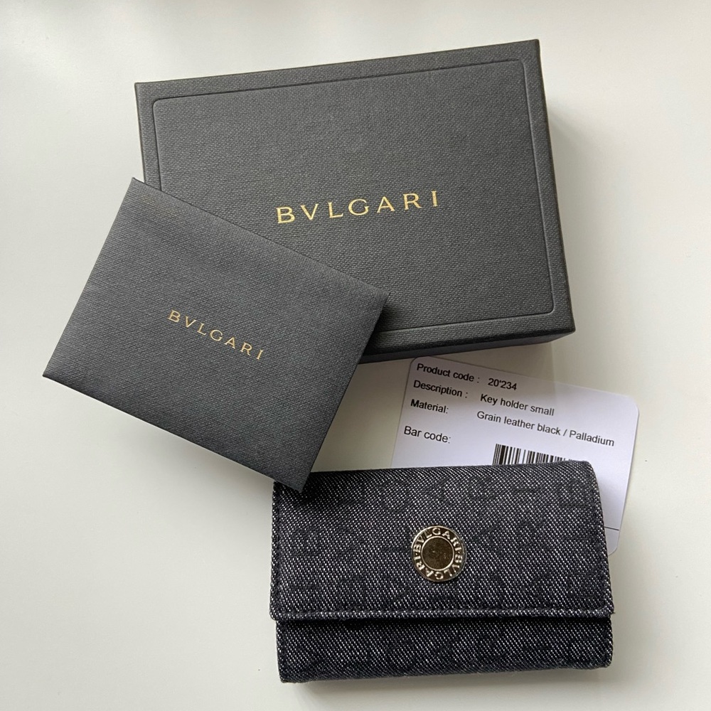 Bulgari canvas leather key wallet